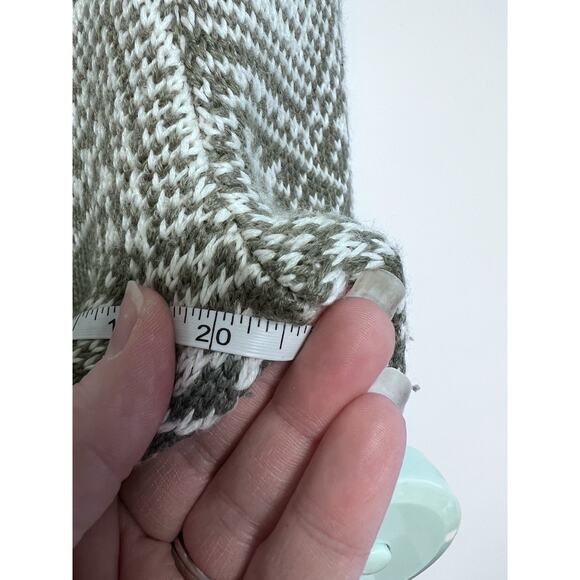 Vintage Full Zip Sweater Women Small Wool Blend Folk Nordic Fair Isle Sage Green - Picture 10 of 11